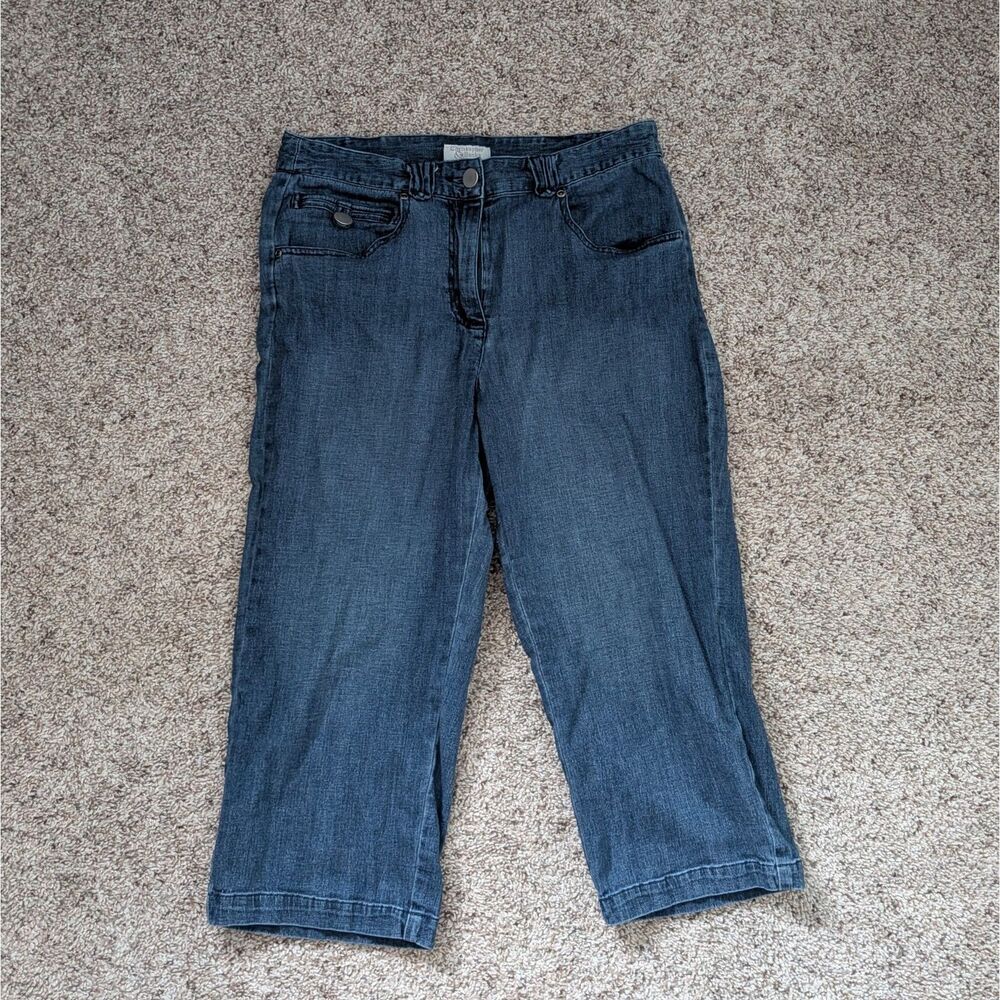 Christopher & Banks Mid-Rise Blue Denim Stretch Skimmer Jean Capris Cotton Blend